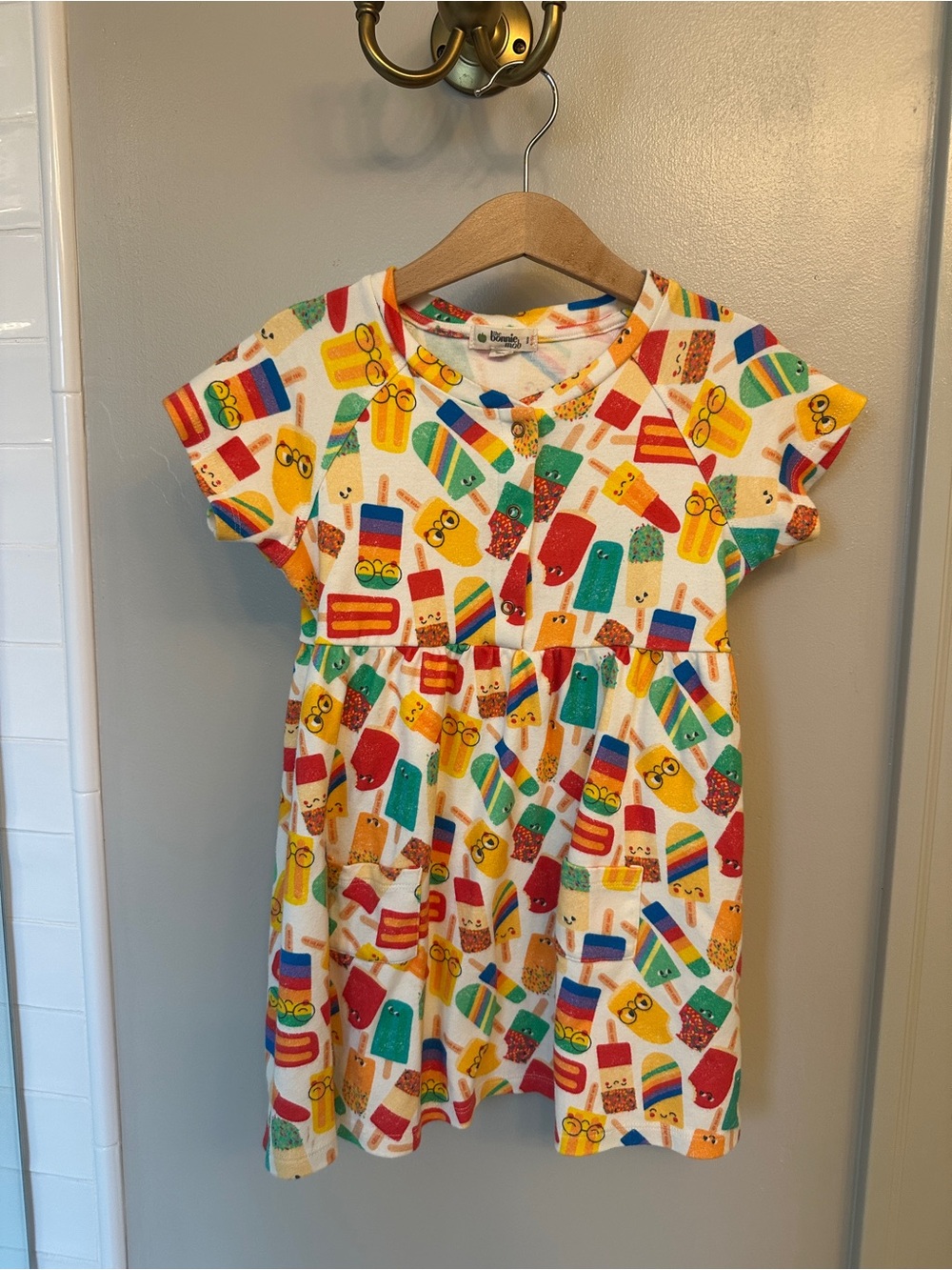 Cream Dress with Multicolor Popsicle Print